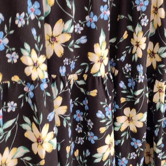 Marybelle Dia & Co NEW Black Floral Two-Tier Pull-On Flare Skirt Womens 3X Plus - Picture 3 of 11